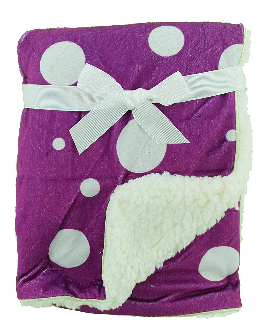 Luxury Soft Fur Back Blanket purple polka dot Design - E&A ...