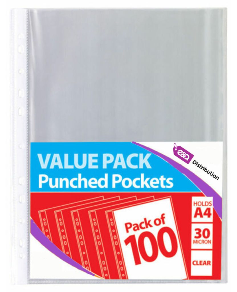 DAJAVE 300 Pack Poly Pockets A4 Punched Pockets, Top Opening Polly - View #3
