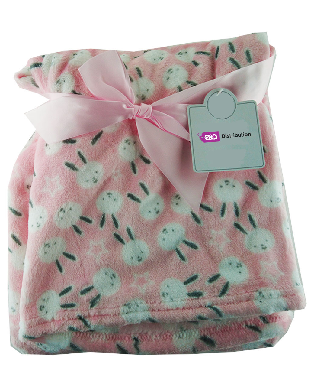 Baby Girl Soft Fleece Wrap Blanket Pram Cot Crib Moses Basket Pink Rabbit 