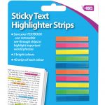 sticky text highlighter strips in 5 colours