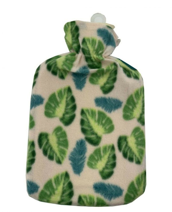 green leaves hot water bottle Fleece Hot Water Bottle cover pattern, uk, wool fleece hot water bottle, fleece neck, argos