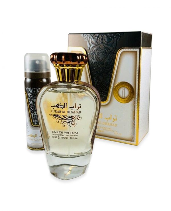 Turab Al Dhahab perfume and deodorant gift- by Ard Al Zaafaran - arabian oud perfume, arabic oudh, best arabic perfume for ladies, arabian oud perfume uk, fragrance, best arabian oud fragrance