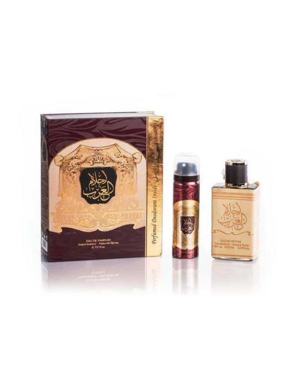 Ahlam al arab ard al zaafaran perfume deodorant Gift Set-arabian oud perfume, arabic oudh, best arabic perfume for ladies, arabian oud perfume uk, fragrance, best arabian oud gift set
