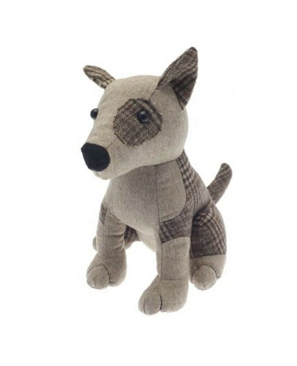 Herringbone check brown dog door stop- animal door stop, novelty door stop