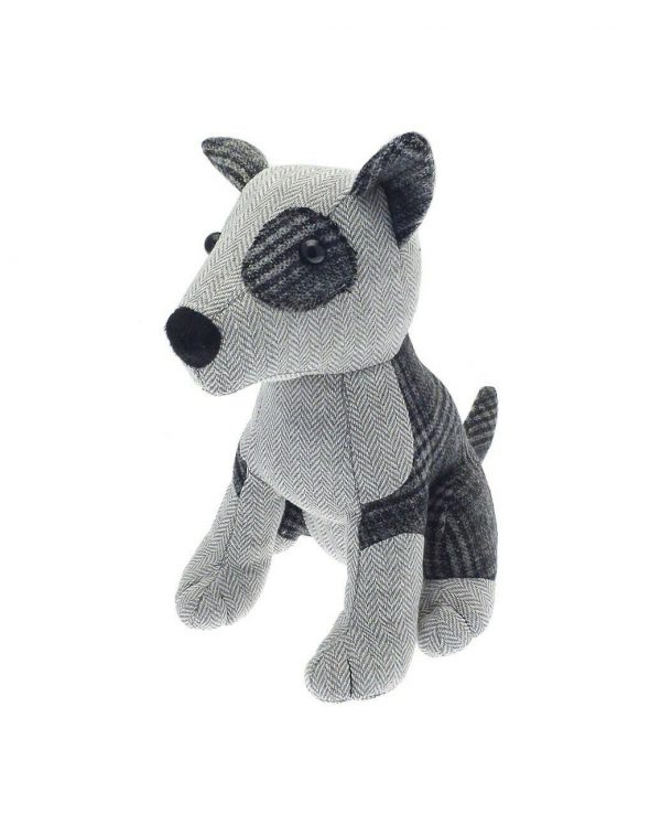 Herringbone check grey dog door stop- animal door stop, novelty door stop