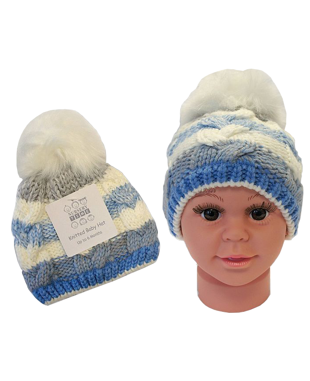 newborn knitted pom pom hat