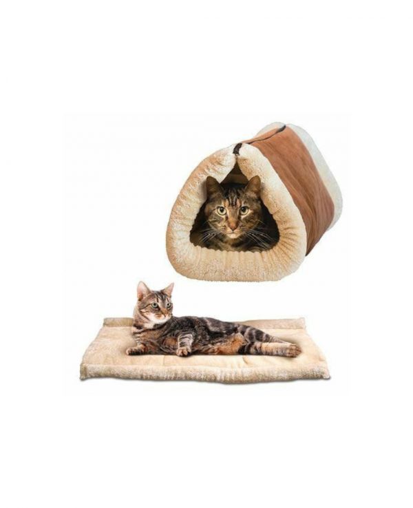 Cosy 2 In 1 Warm Igloo Pet Bed For Cat Kitten Dog Puppy Plush Cave Mat Snug portable pets