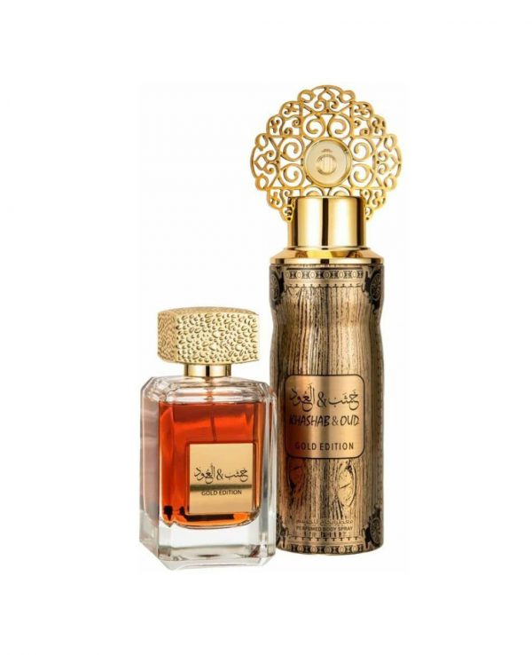 Khashab & Oud Gold Edition Arabian Perfume Spray Deodorant gift Set My perfumes Arabic fragrance 60ml women men unisex Oud fresh Amber Flowers Rich scent