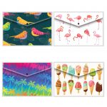 A4 Stud Wallet Colourful Patterned File Document Folder for office for home strong file holder ice cream stud wallet A4 document holder