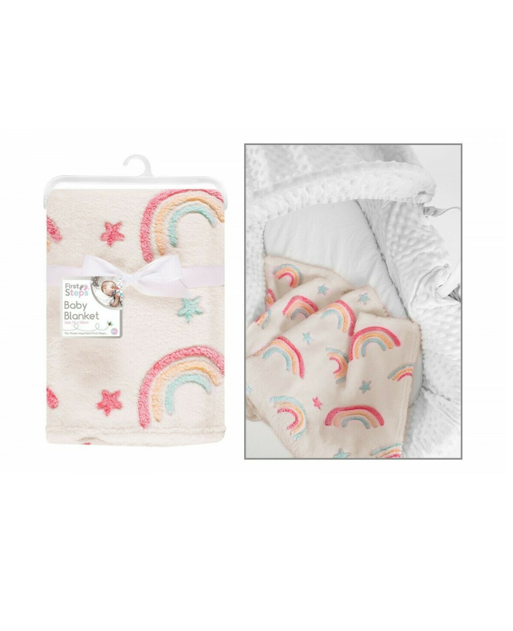 Soft Fur Baby Blanket Rainbow Pattern Boy Girl Unisex E&A Distribution