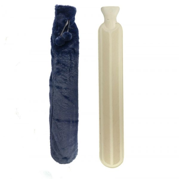 Blue Long Faux Fur Hot Water Bottle