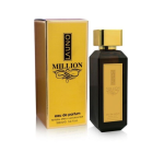 Million Launo 100ml EDP By Fragrance World black and gold bottle, and gold package
