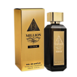 Million Launo Elixir 100ml EDP By Fragrance World black and gold bottle, and gold package