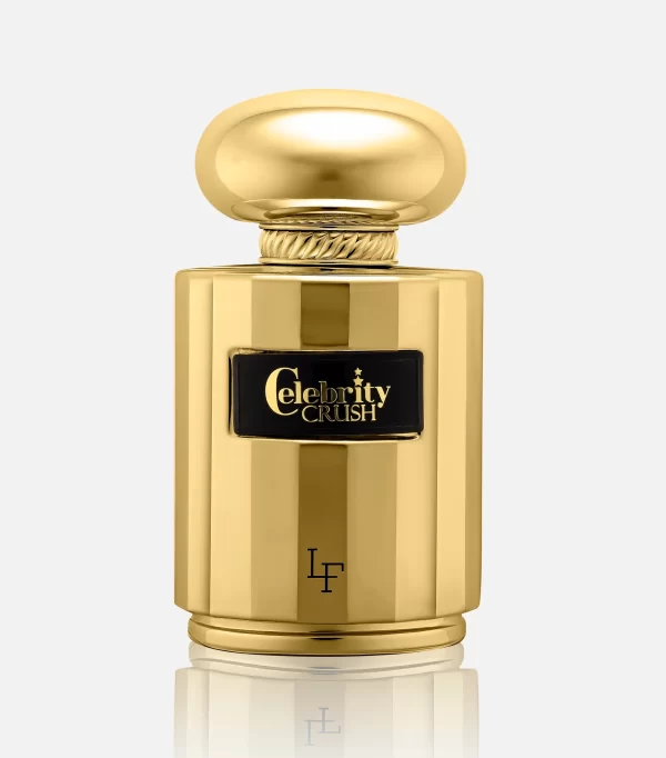 Front view of: 'La Fede Celebrity Crush 100ml EDP by Khadlaj Perfumes' a gold perfume