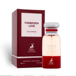 Front view of Maison Alhambra Forbidden Love (Lovely Cherie) Off-white and red perfume and red box