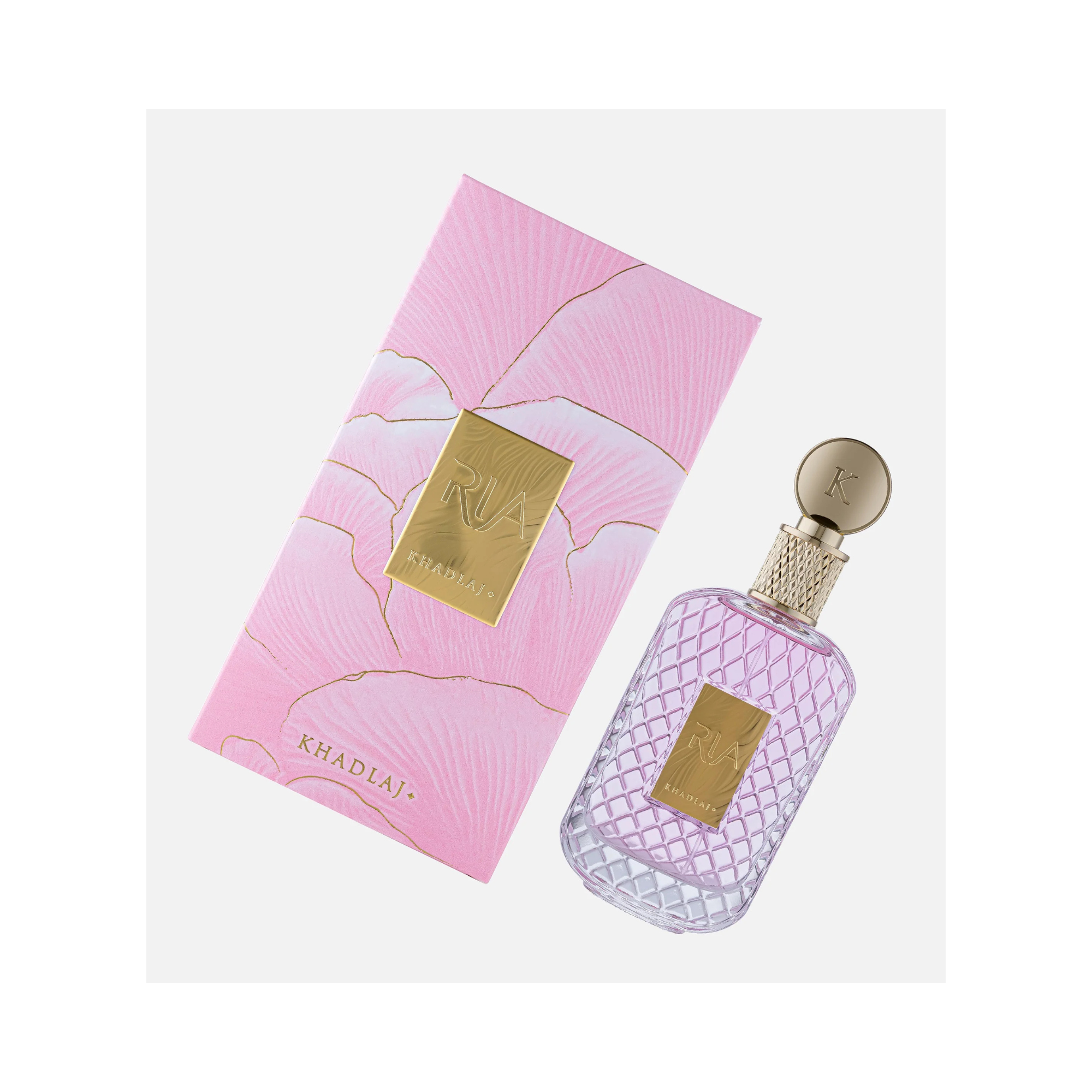 Khadlaj RIA Perfume For Women (Top-down view Box & Perfume) Khadlaj RIA Perfume For Women (Top-down view Box & Perfume)