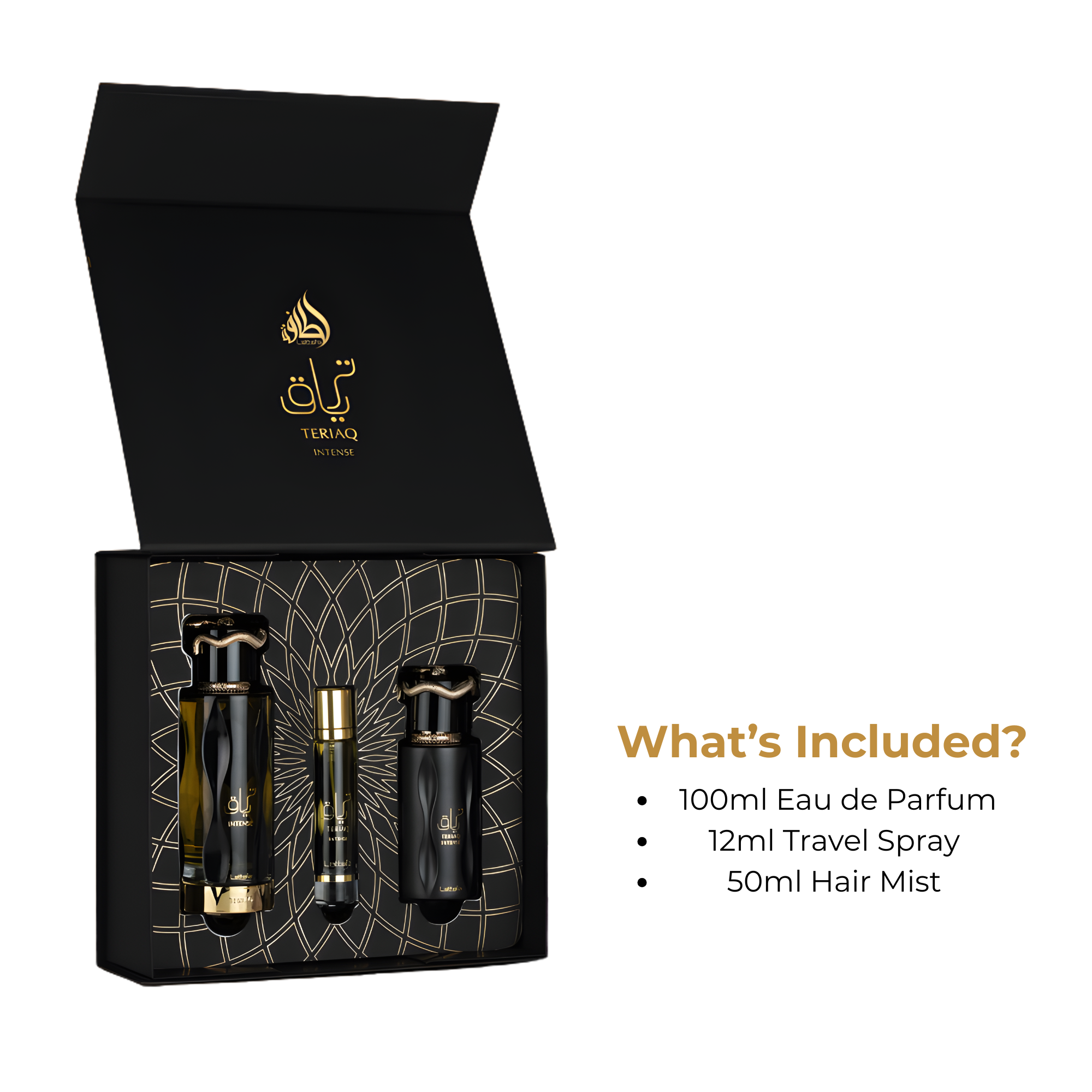 Teriaq Intense Lattafa Fragrance Giftset - What's Included Teriaq Intense Lattafa Fragrance Giftset - What's Included